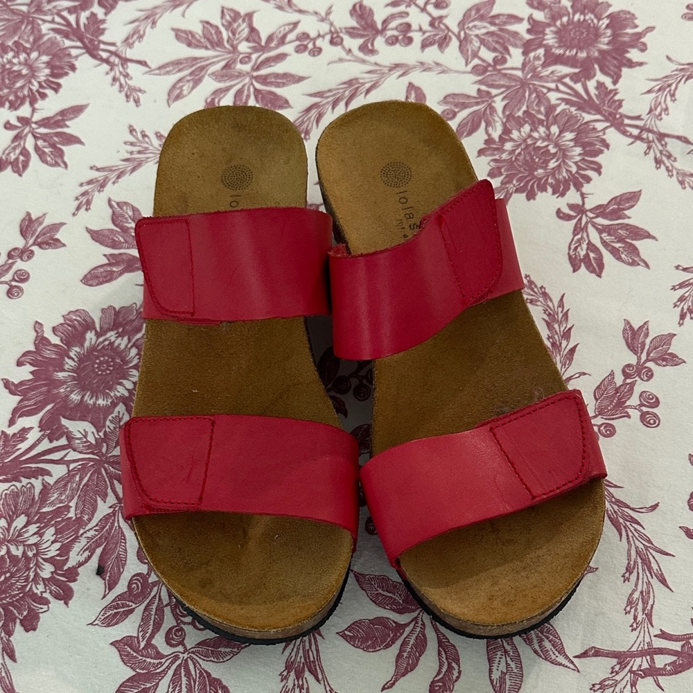 Chic Red Leather Slide Sandals